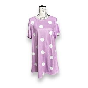Purple White Polka Dot Short Sleeve Swing Dress Plus Envy Inside Out 2 Sz 2XL